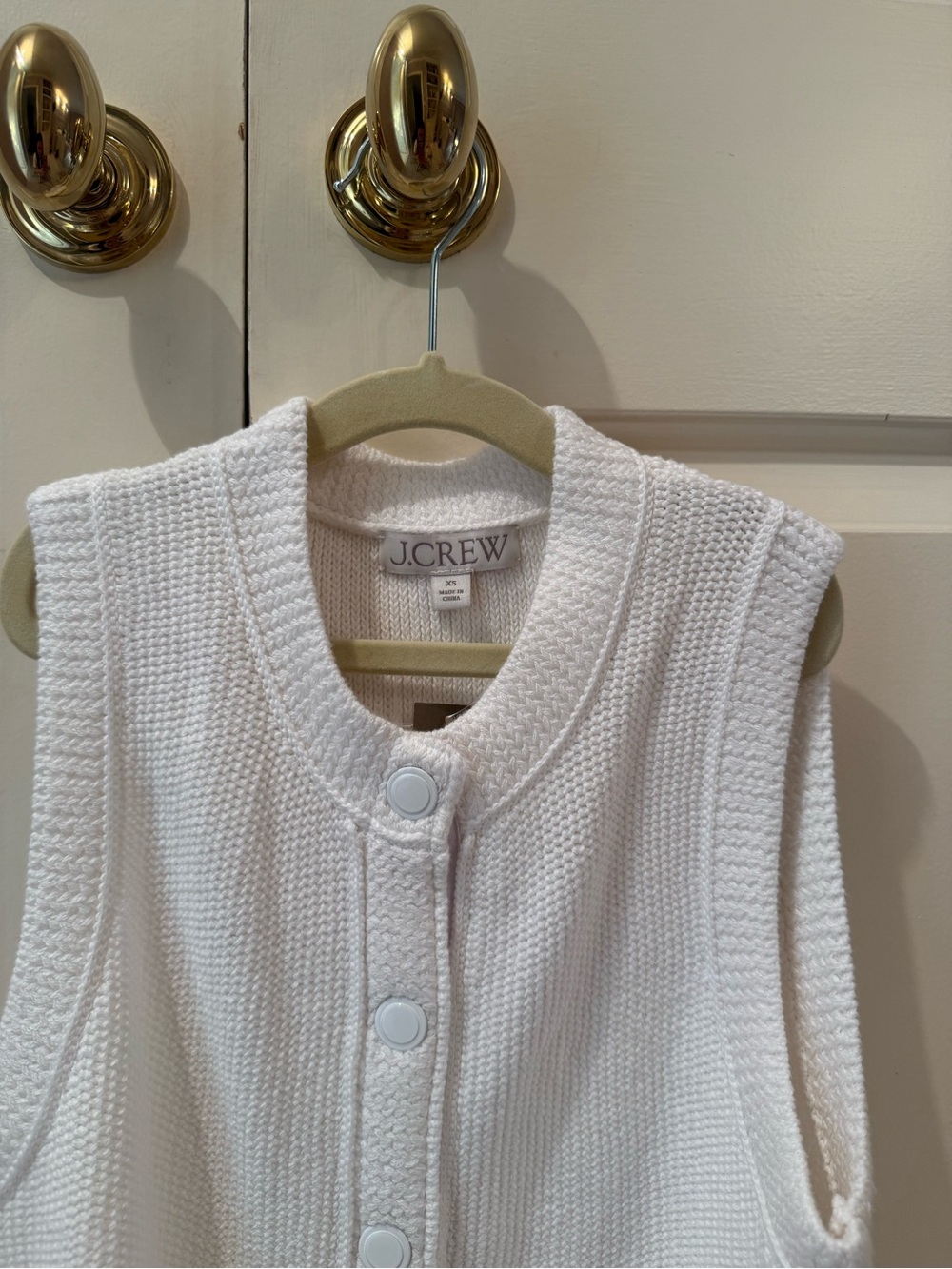 J. Crew White Sleeveless Knit Button Front Vest - Picture 2 of 4